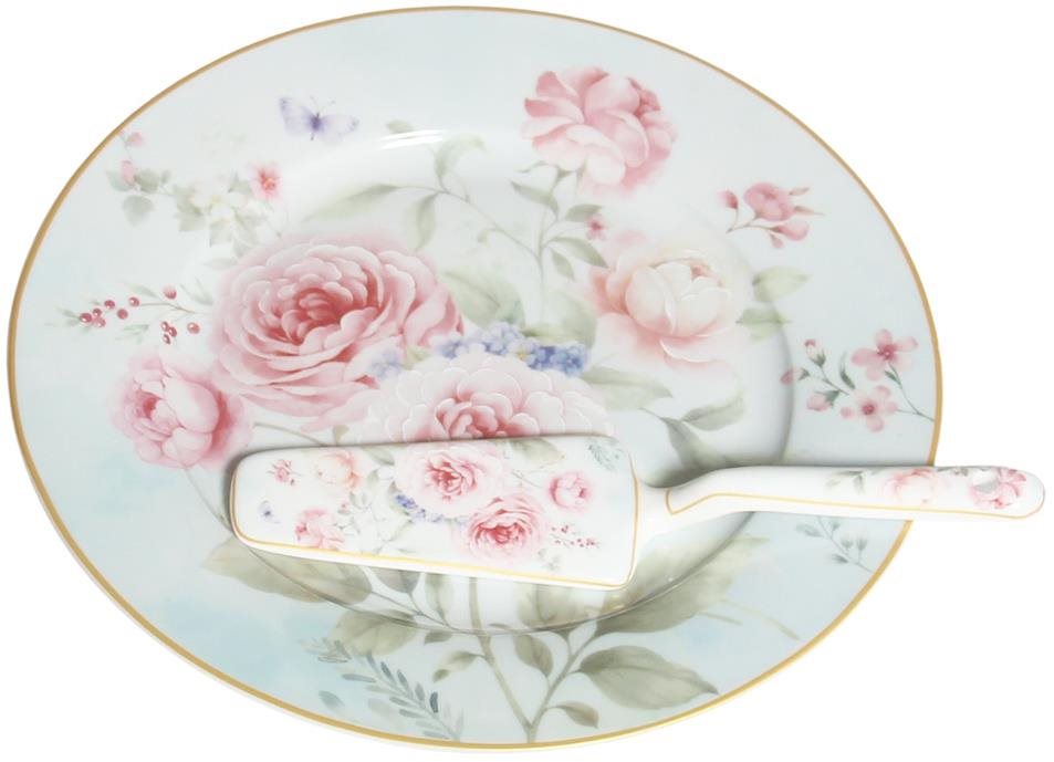 Home Elements Porcelánový talíř se lžící na dort růže