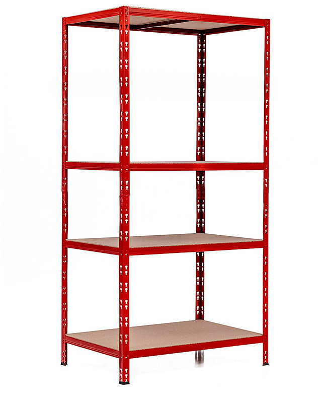 Trestles Policový regál 1800 × 900 × 500 mm, 4 police, červený