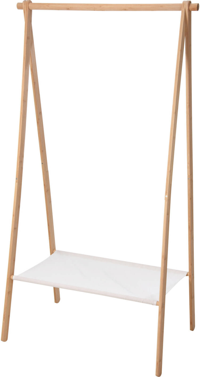 Trends4you Stojací bambusový věšák na oblečení + textilní police, 86 × 57 × 155 cm