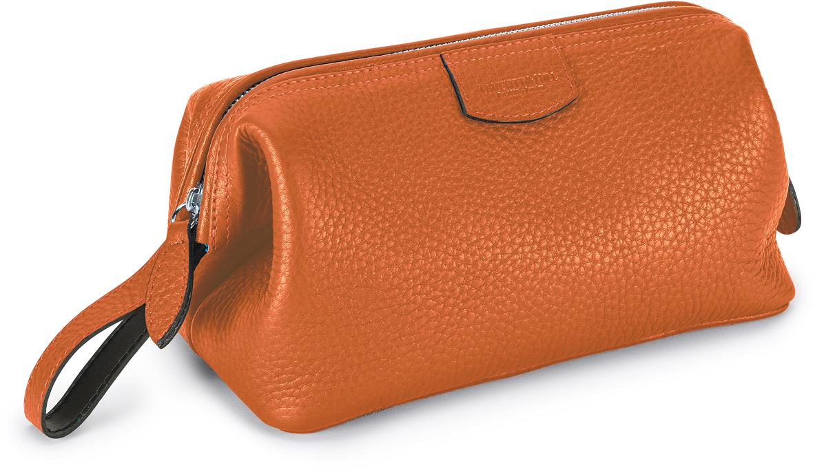 Truefitt & Hill Gentleman's Washbag, kožená kosmetická taška oranžová