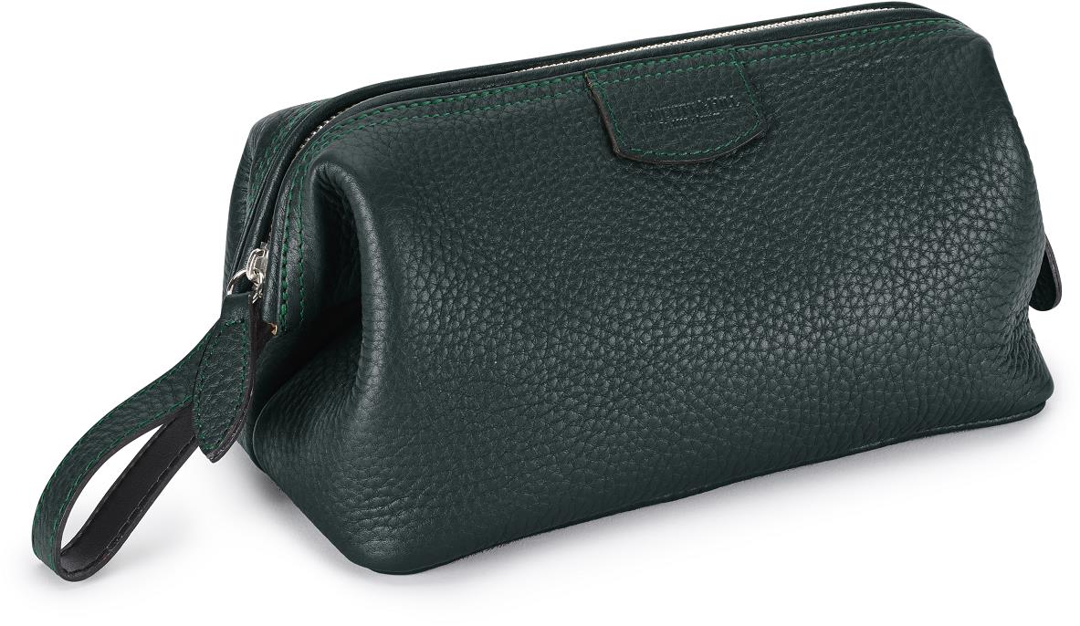 Truefitt & Hill Gentleman's Washbag, kožená kosmetická taška zelená
