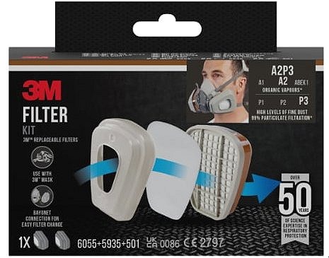 3M A2P3 Filtry na organické páry a částice 6003-1
