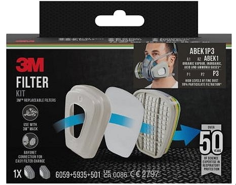 3M ABEK1P3 Kombinované filtry na plyny a částice 6004-1