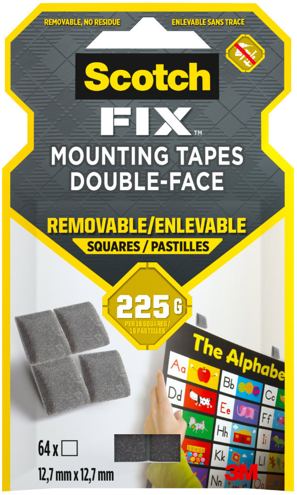 3M Scotch-Fi×™ snímatelné montážní čtverečky 12,7 mm × 12,7 mm, 64 ks