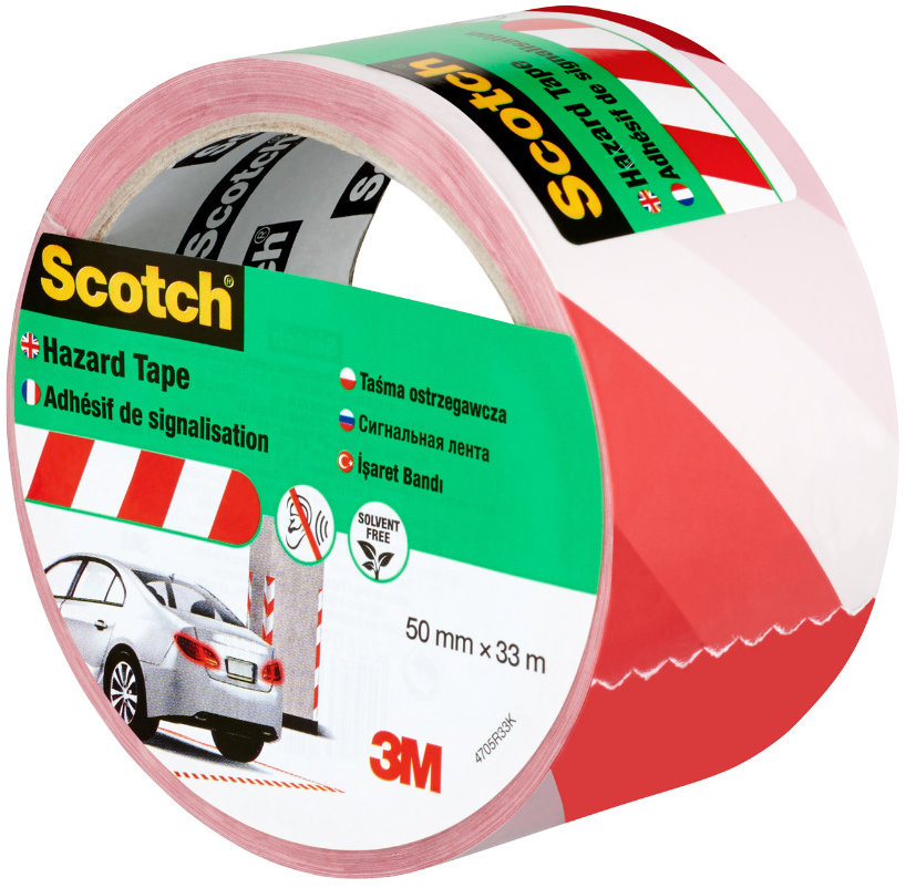 Scotch Lepicí páska pro bezpečnostní značení, 50 mm × 33 m, červeno-bílá