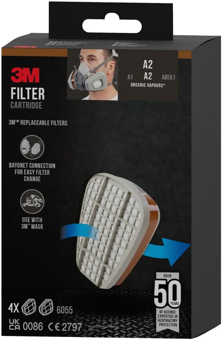 3M A2 Filtry na organické páry 6055-1, 4 páry