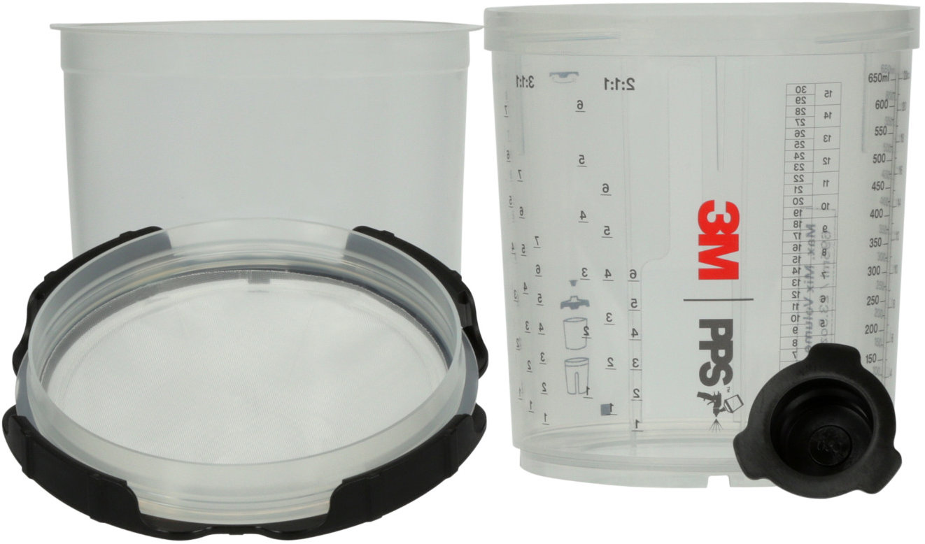 3M Kelímek na míchání barvy, systém s PPS™ 2.0, 650 ml, 125 µ, sada 50 ks vč. víček
