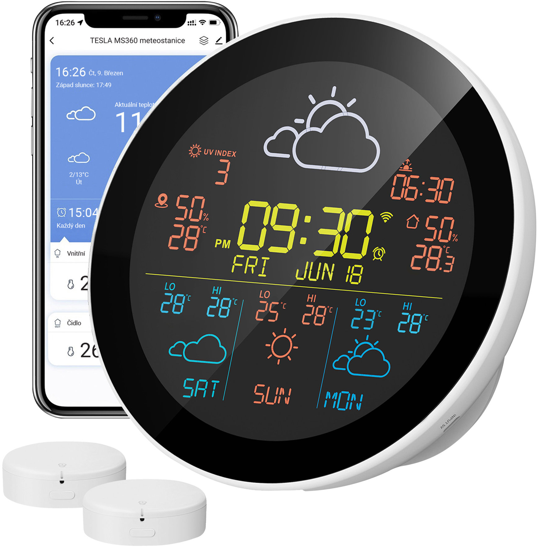 TESLA Smart Device MS360se chytrá WiFi meteostanice s externím senzorem