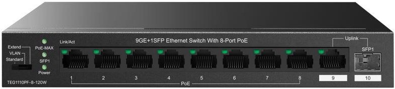 Tenda TEG1110PF - 10-portový PoE switch