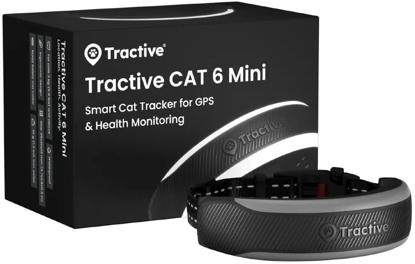 Tractive CAT 6 Mini GPS lokátor pro kočky s monitorem zdraví a obojkem, černý