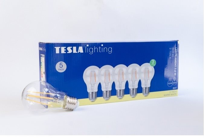 Tesla - LED žárovka FILAMENT RETRO BULB E27, 7,2W, 230V, 806lm, 25 000h, 2700K teplá bílá, 360st,čir