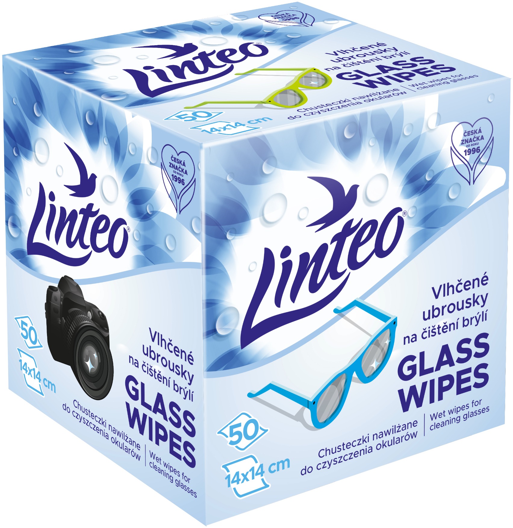 LINTEO Vlhčené ubrousky na brýle (50 ks)