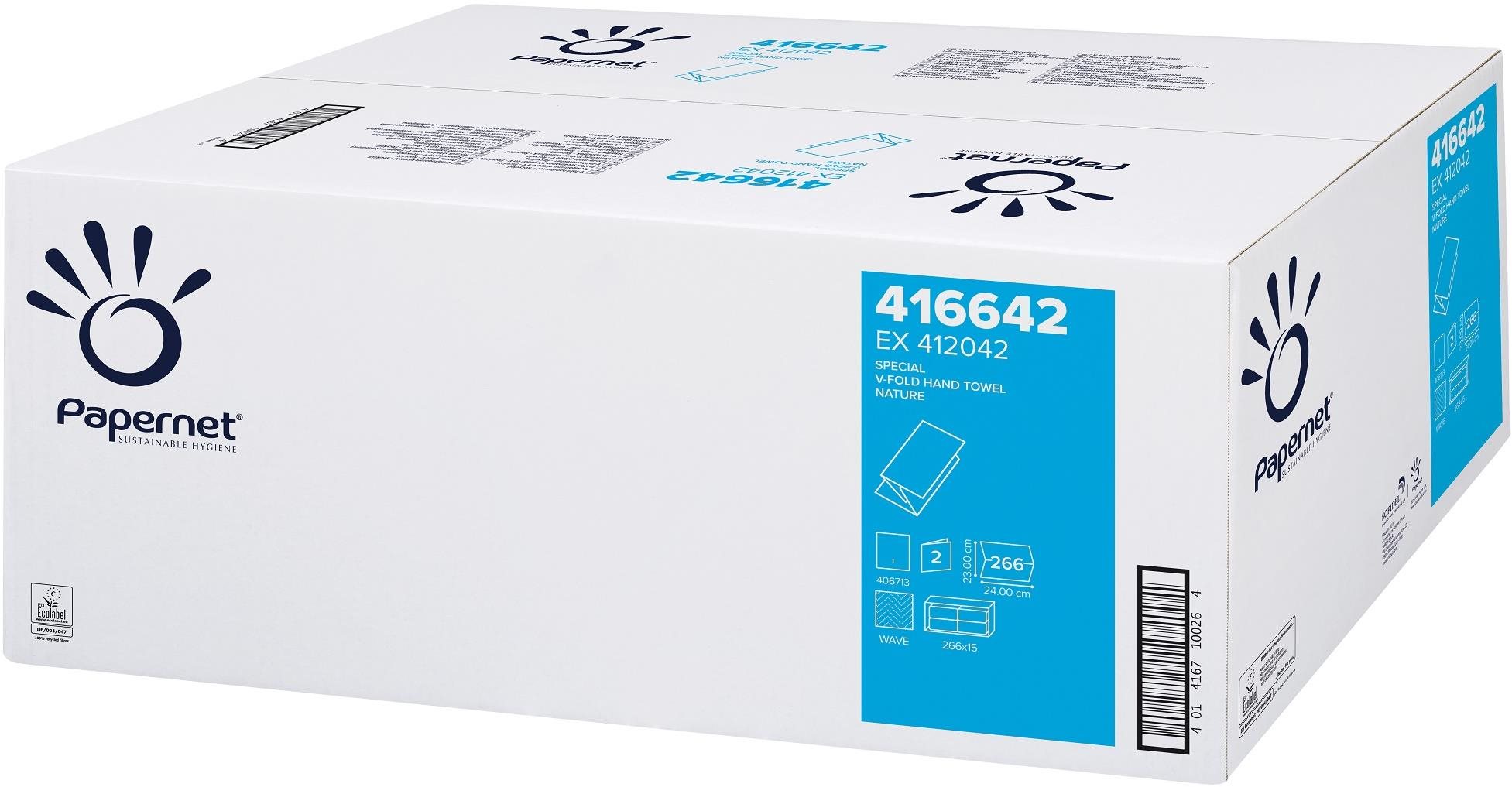PAPERNET Ručníky bílá buničina 2vr. 416642, 3990 útržků