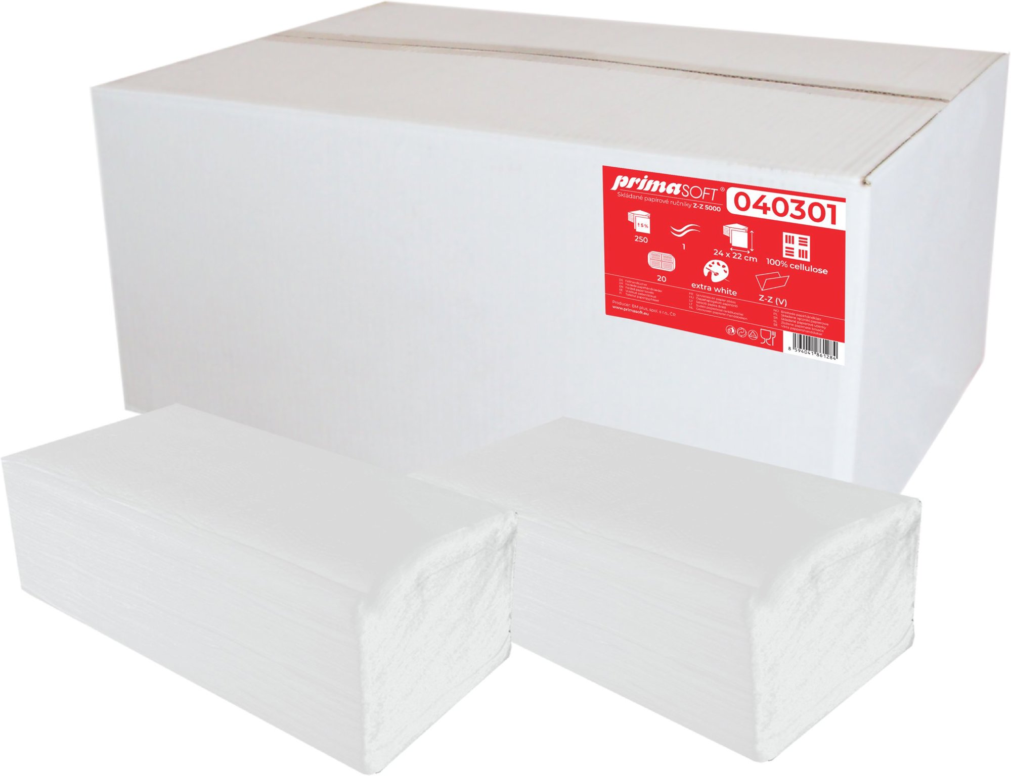 PRIMASOFT ručník ZZ bílý, 5000 ks (20× 250 ks)