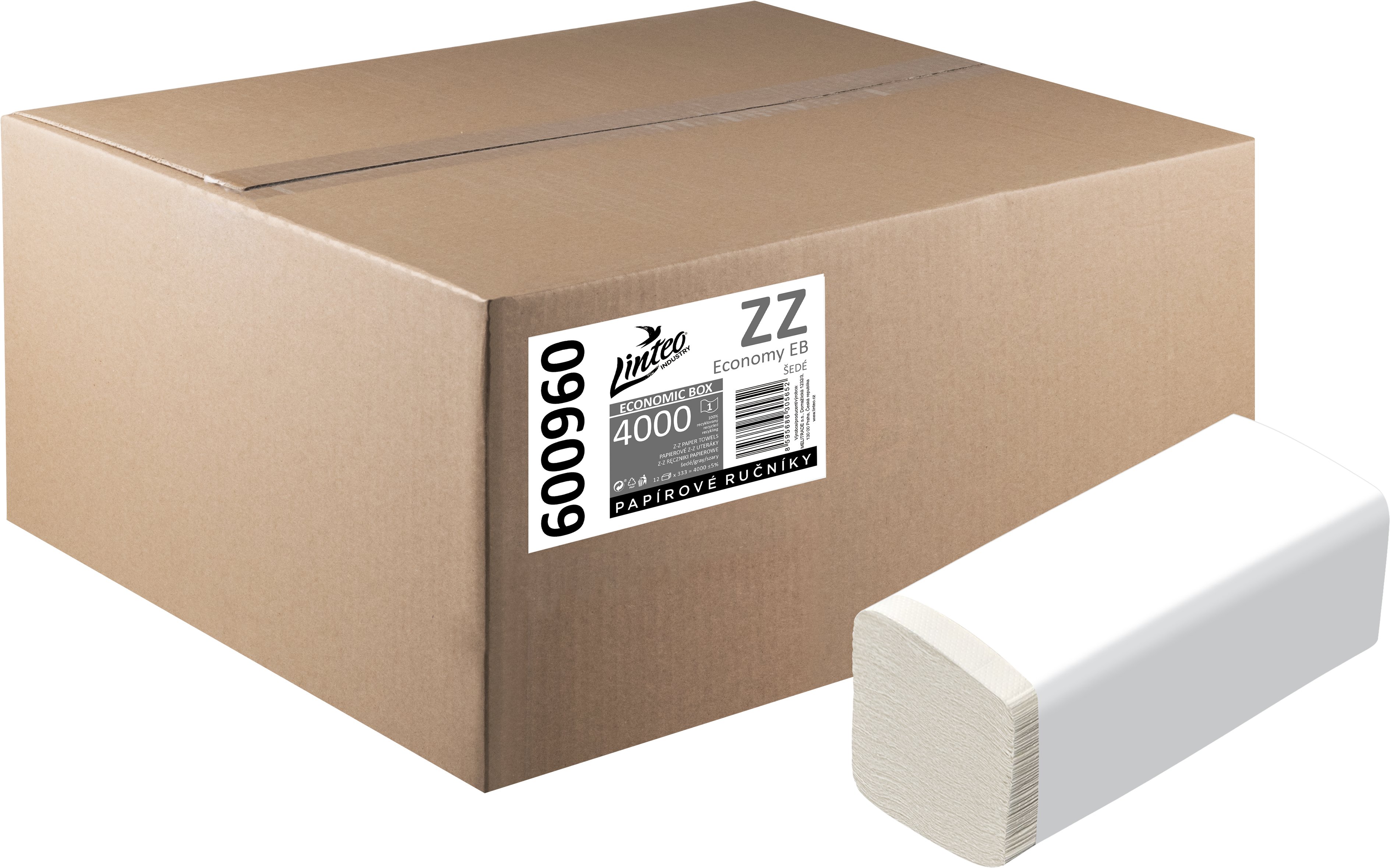 LINTEO ZZ Economy 4000 šedé recykl, 12× 333 ks