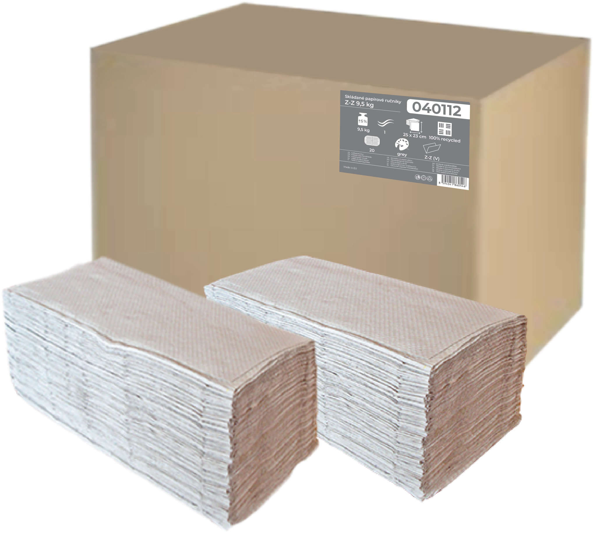 PRIMASOFT ručník ZZ 9,5 kg šedý, 4200 ks (20× 210 ks)