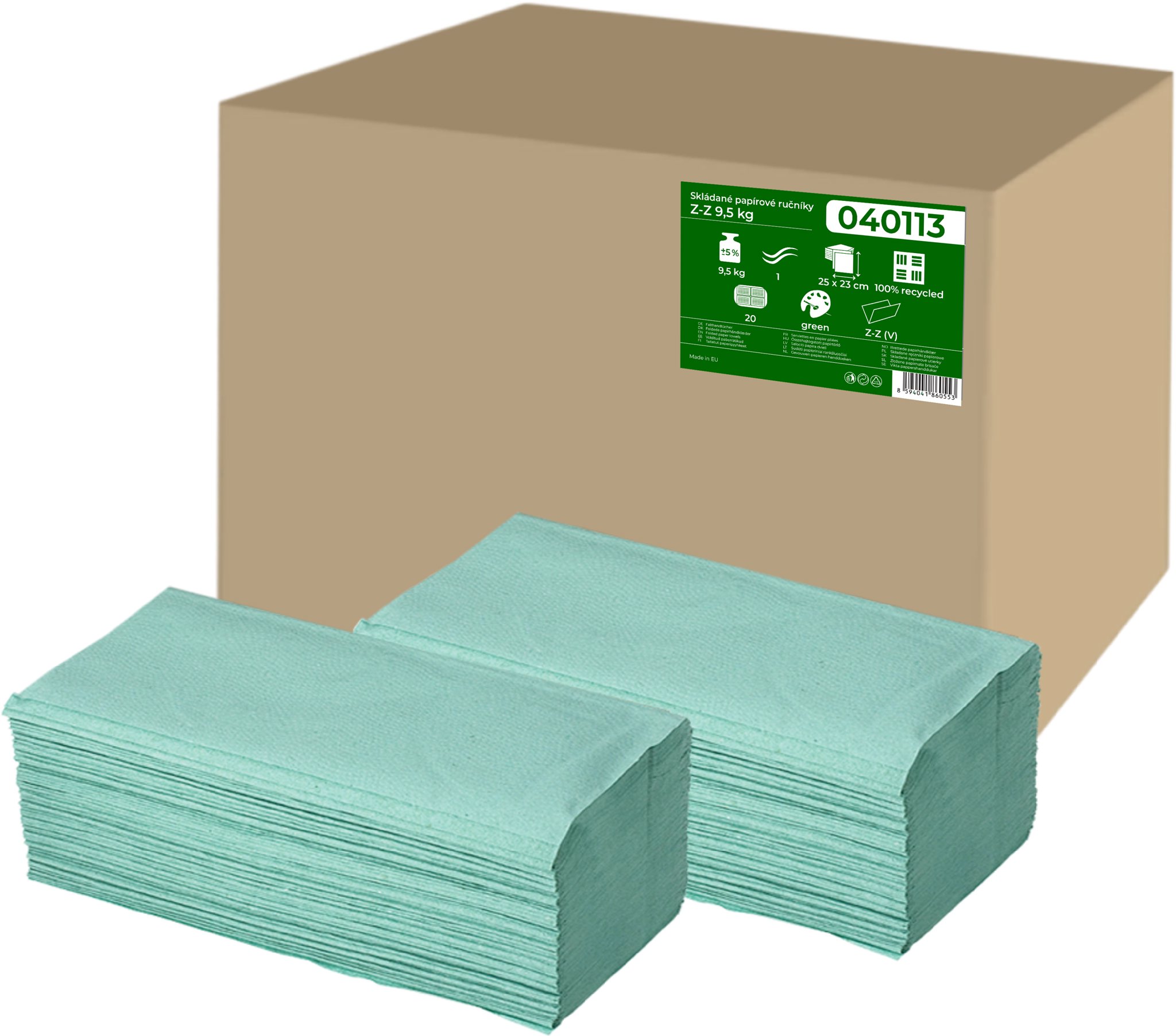 PRIMASOFT ručník ZZ 9,5 kg zelený, 4200 ks (20× 210 ks)