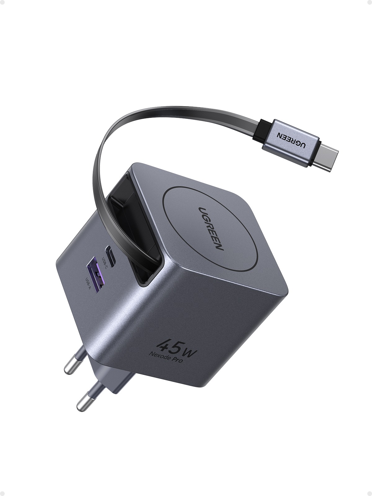 UGREEN 45W GaN Fast Charger with Retractable Cable