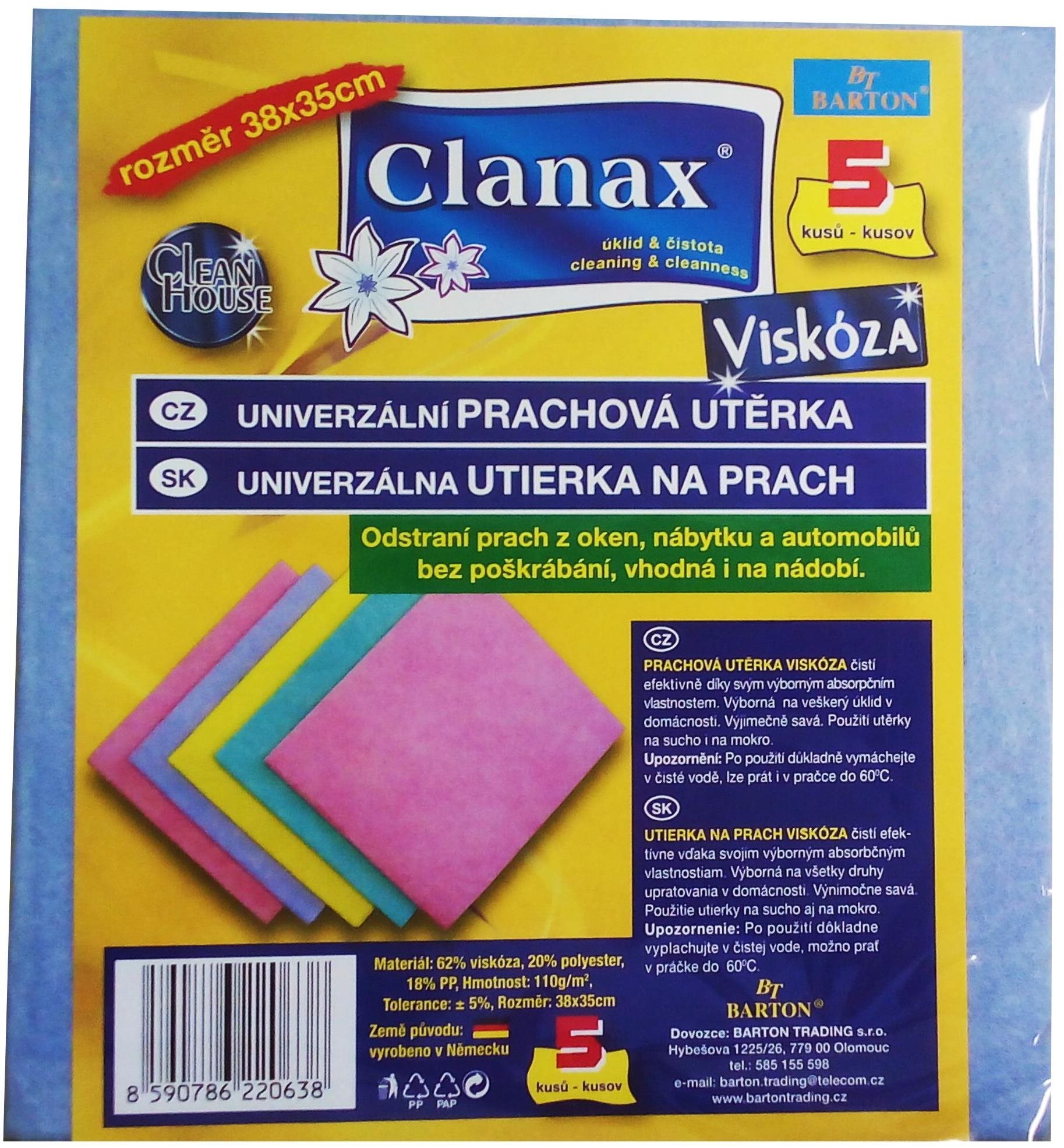 CLANAX viskózní utěrka 110 g , 34 × 38 cm, 5 ks