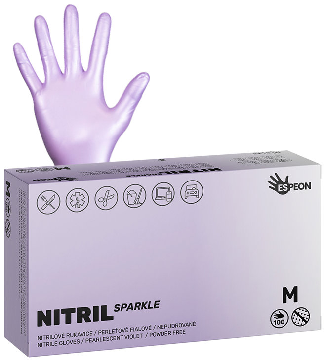 ESPEON Nitril Sparkle perleťově fialové vel. M, 100 ks