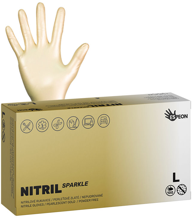 ESPEON Nitril Sparkle perleťově zlaté vel. L, 100 ks