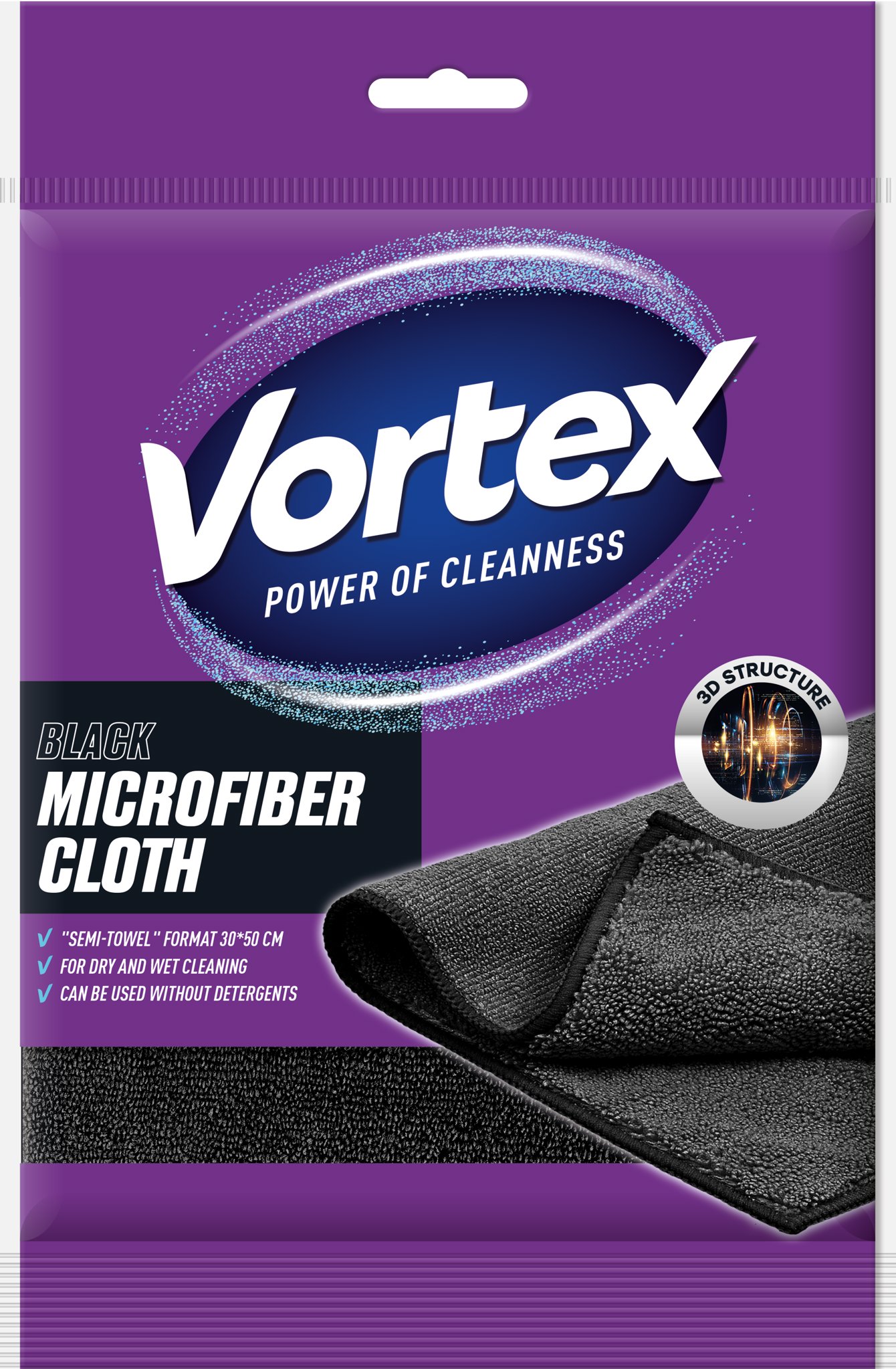 VORTEX Semi-Towel Black 1 ks