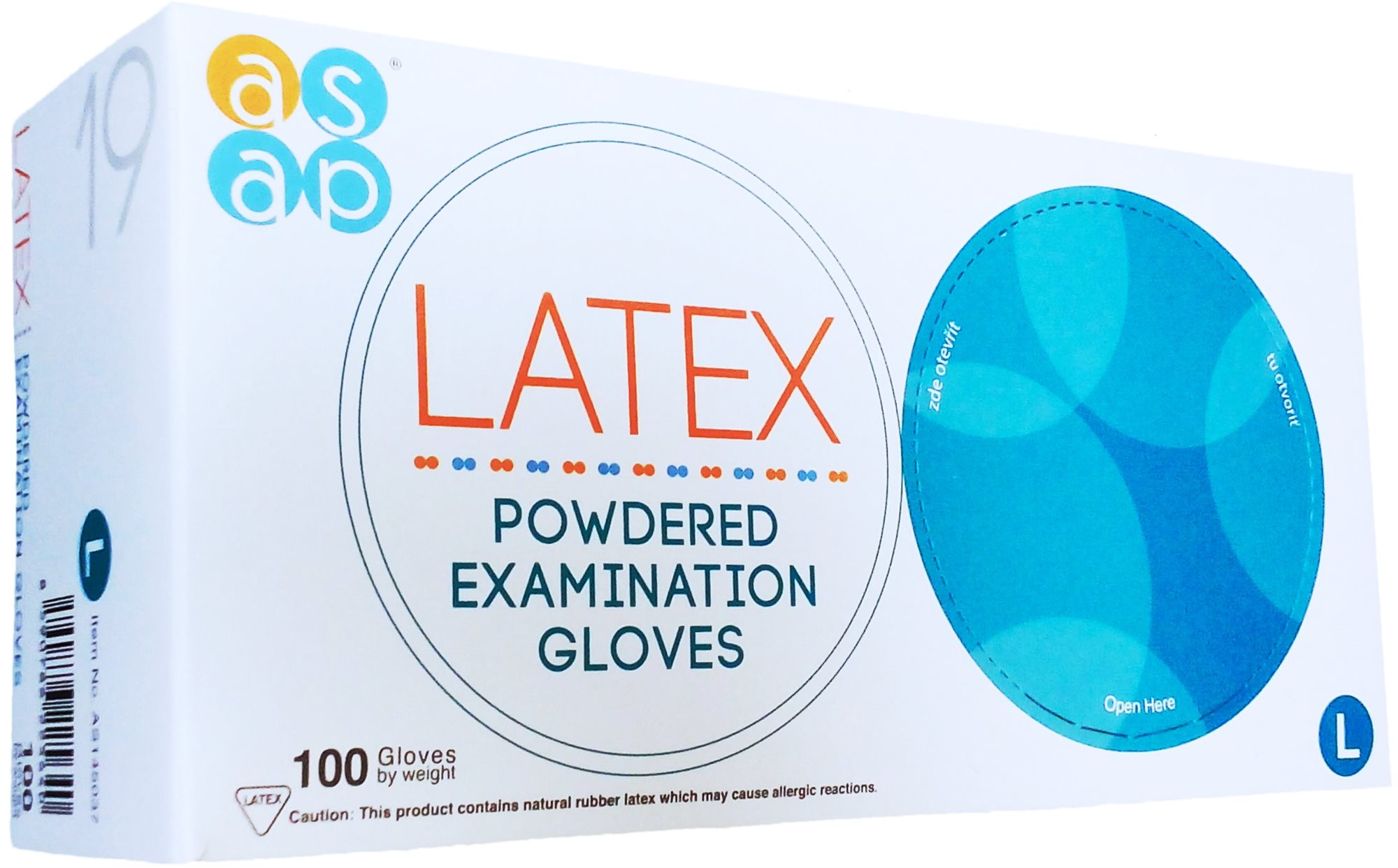 ASAP Latexové rukavice s pudrem 100 ks L