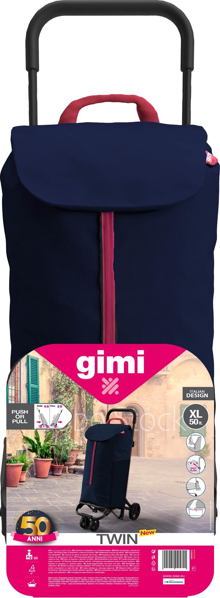 GIMI Twin nákupní vozík modrý, 52 l