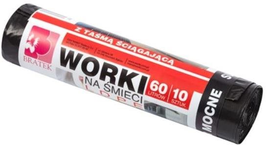 BRATEK pytle na odpad se stahovací šňůrkou 60 l, 10 ks