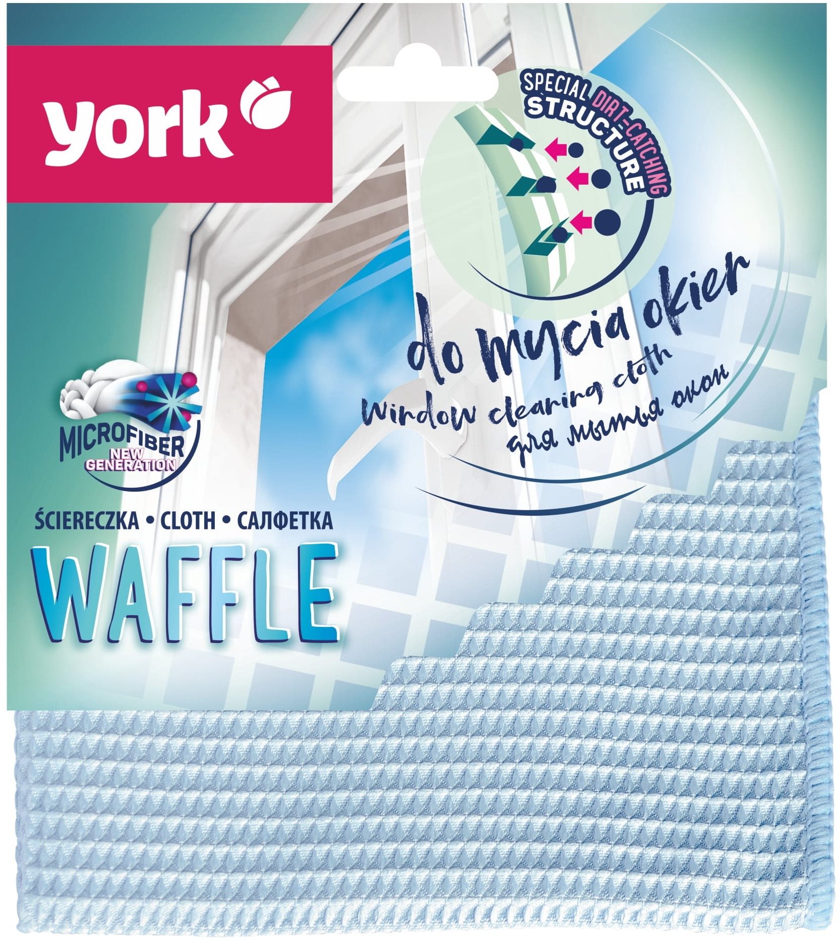 YORK utěrka z mikrovlákna na okna waffle 1 ks