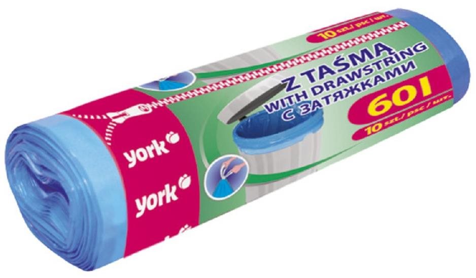YORK sáčky na smetí lux s páskem 60 l, 10 ks