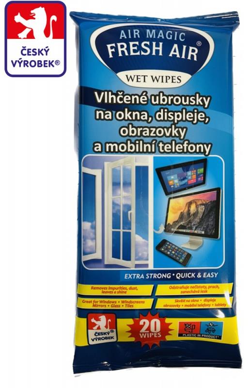 Fresh Air čistící ubrousky na okna, displeje, obrazovky a mobilní telefony, 20 ks