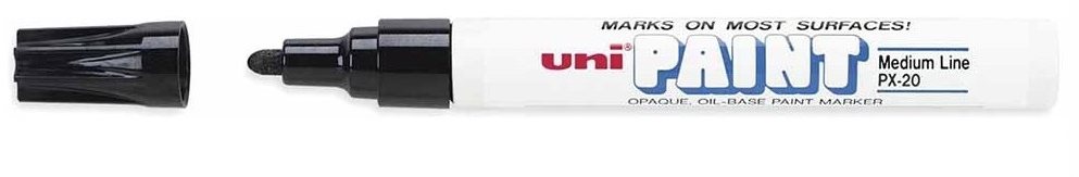 UNI PX-20 2.2-2.8mm černý - Fixní popisovač s unikátní technologií fixace a precizním popisováním.