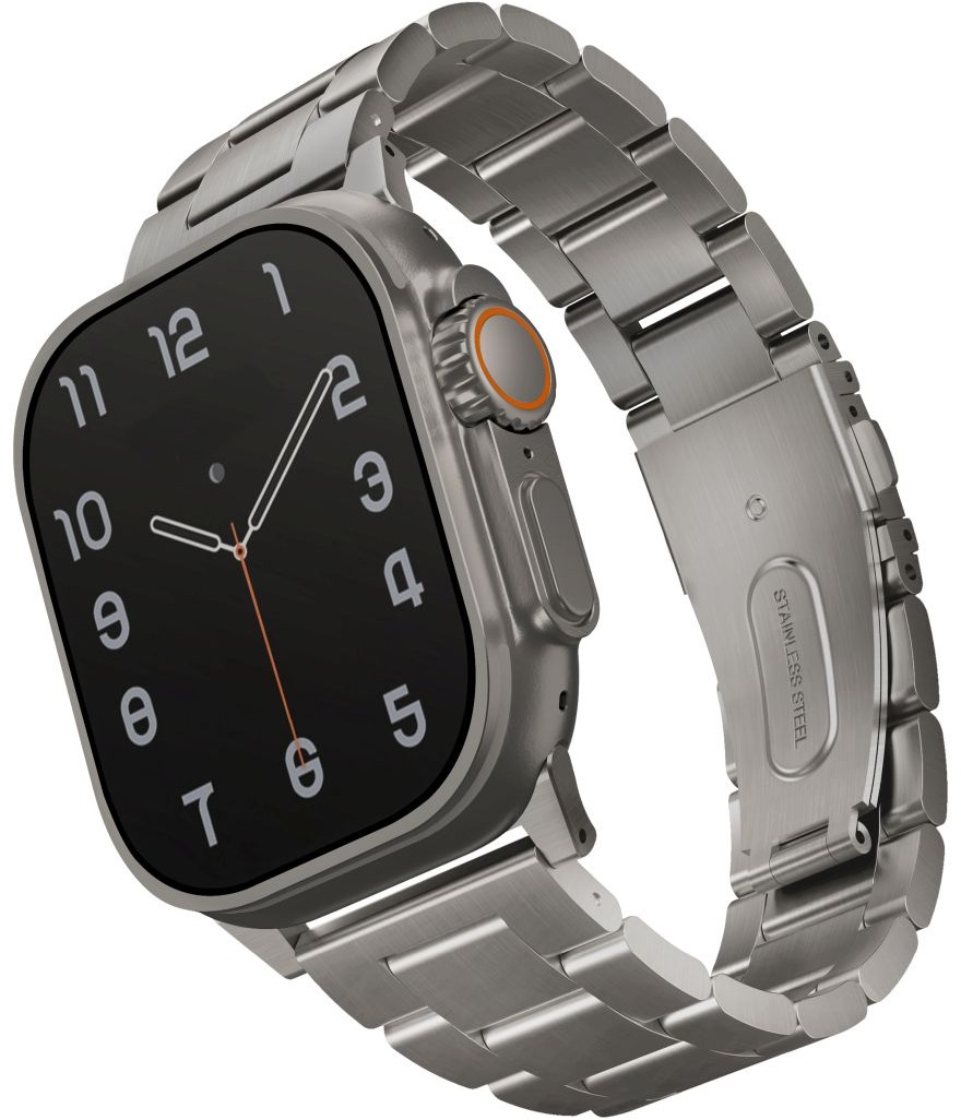Uniq Osta článkový ocelový pro Apple Watch 49/45/44/42mm, Titanium (Silver)