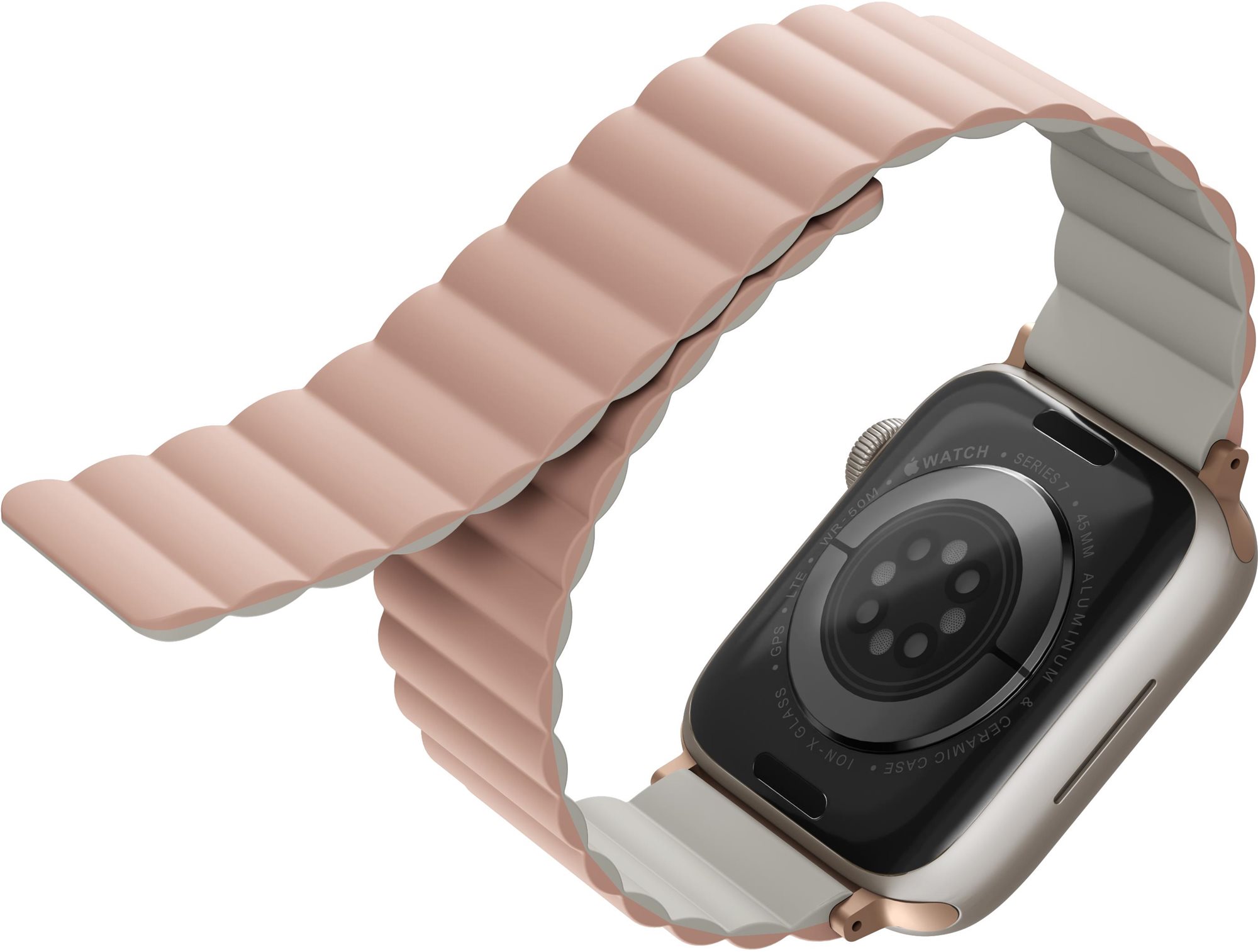 Uniq Revix Reversible Magnetic řemínek pro Apple Watch 42/44/45/Ultra 49mm růžový/béžový