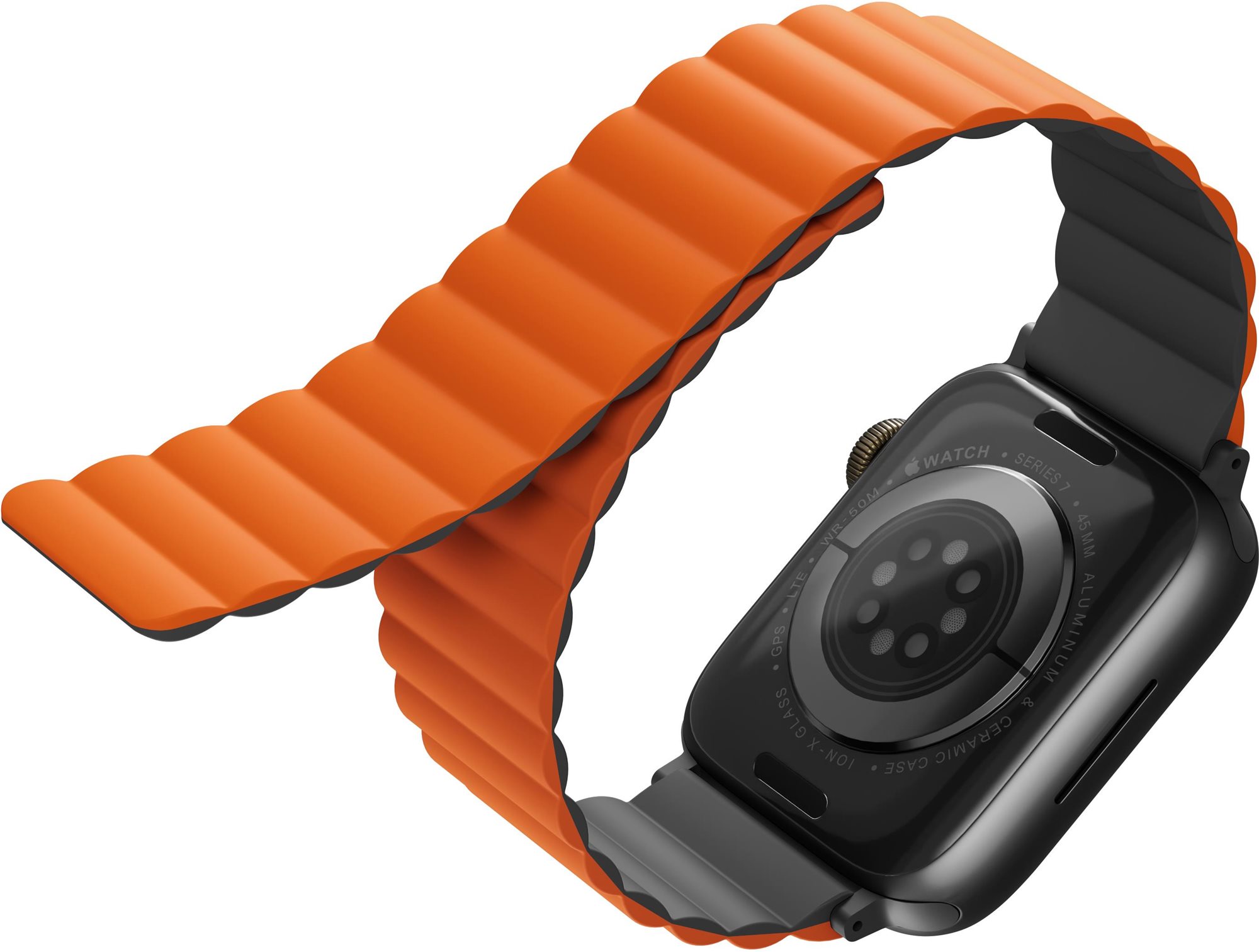 Uniq Revix Reversible Magnetic řemínek pro Apple Watch 45/44/42MM šedý/oranžový