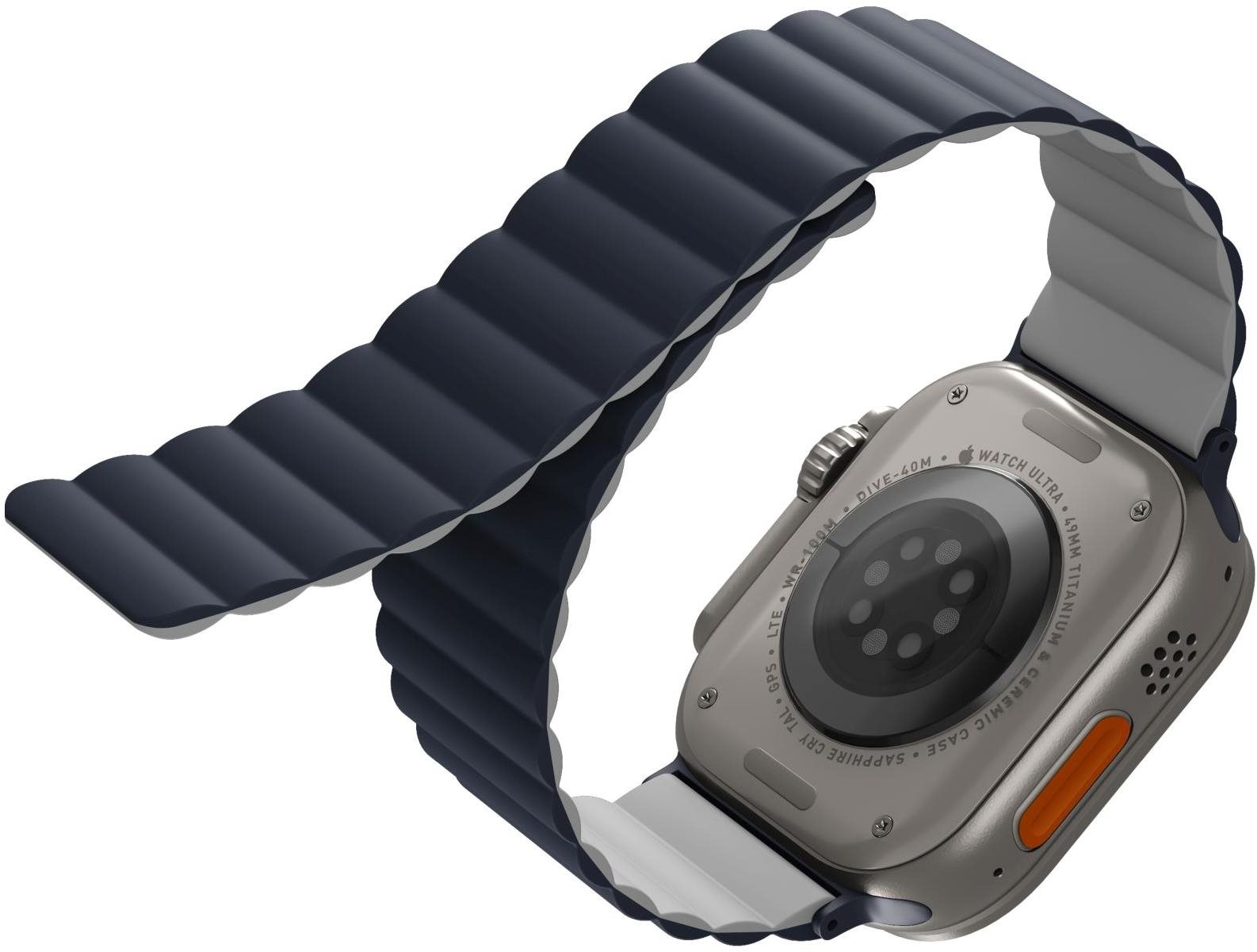 Uniq Revix Reversible Magnetic řemínek pro Apple Watch 42/44/45/Ultra 49mm modrý/šedý