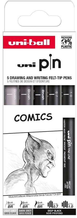 UNI PIN Drawing Comics - sada 5 ks pinů pro kreslení