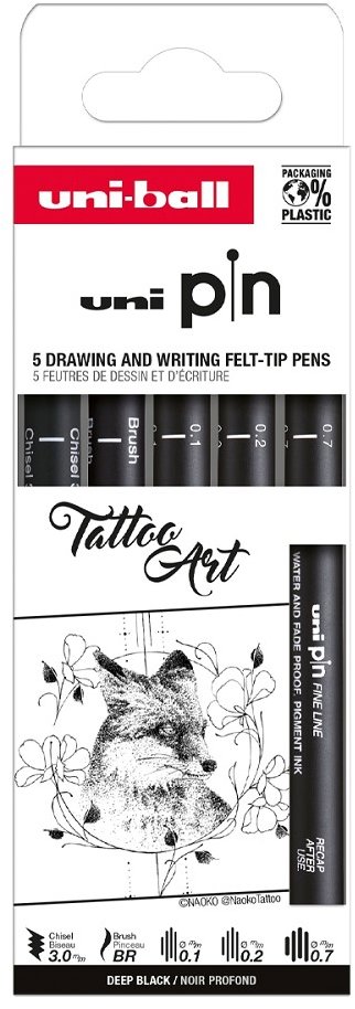 UNI PIN Drawing Tatto Art - sada 5 ks pinů různých velikostí