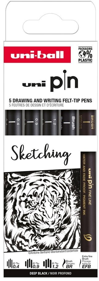 UNI PIN Drawing Sketching - sada 5 ks pinů pro kreslení a psaní