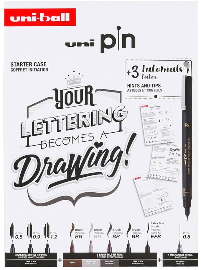 UNI PIN dárková sada Lettering