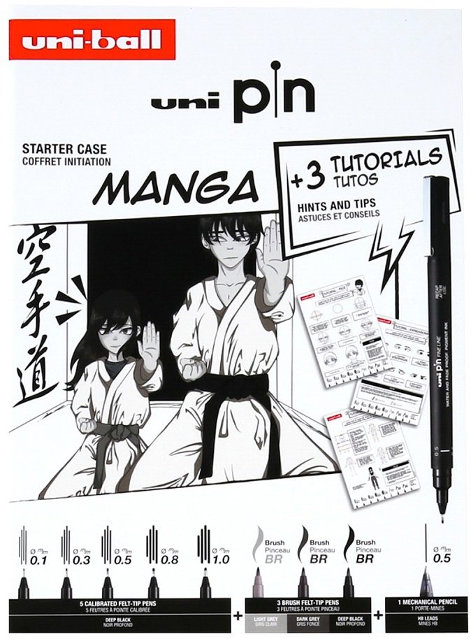 UNI PIN dárková sada Manga, 8 linerů + SHALAKU mikrotužka
