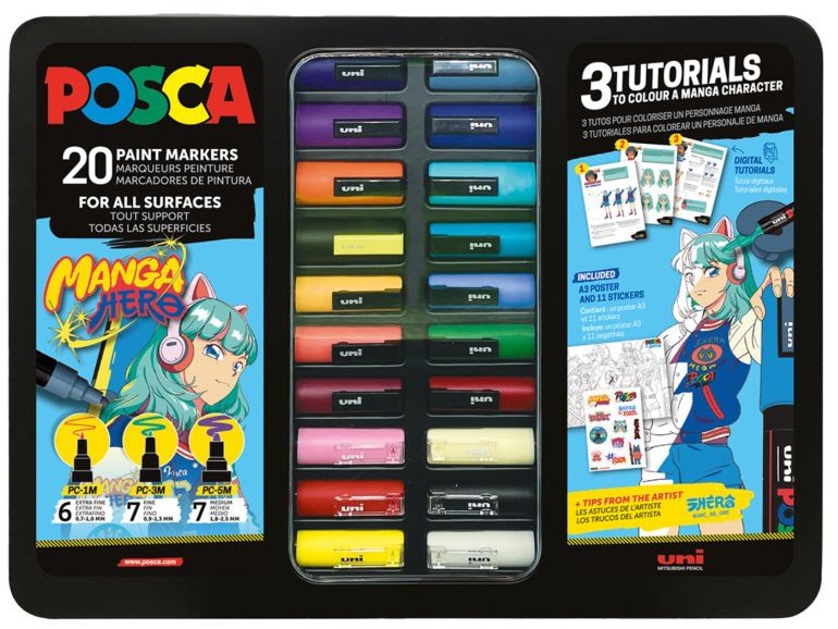 Sada 20 ks fixů UNI Posca MANGA HERO
