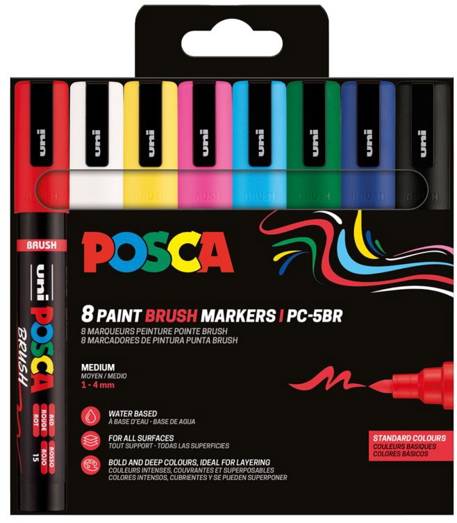 UNI Posca PC-5BR - Základní barvy, 8 ks