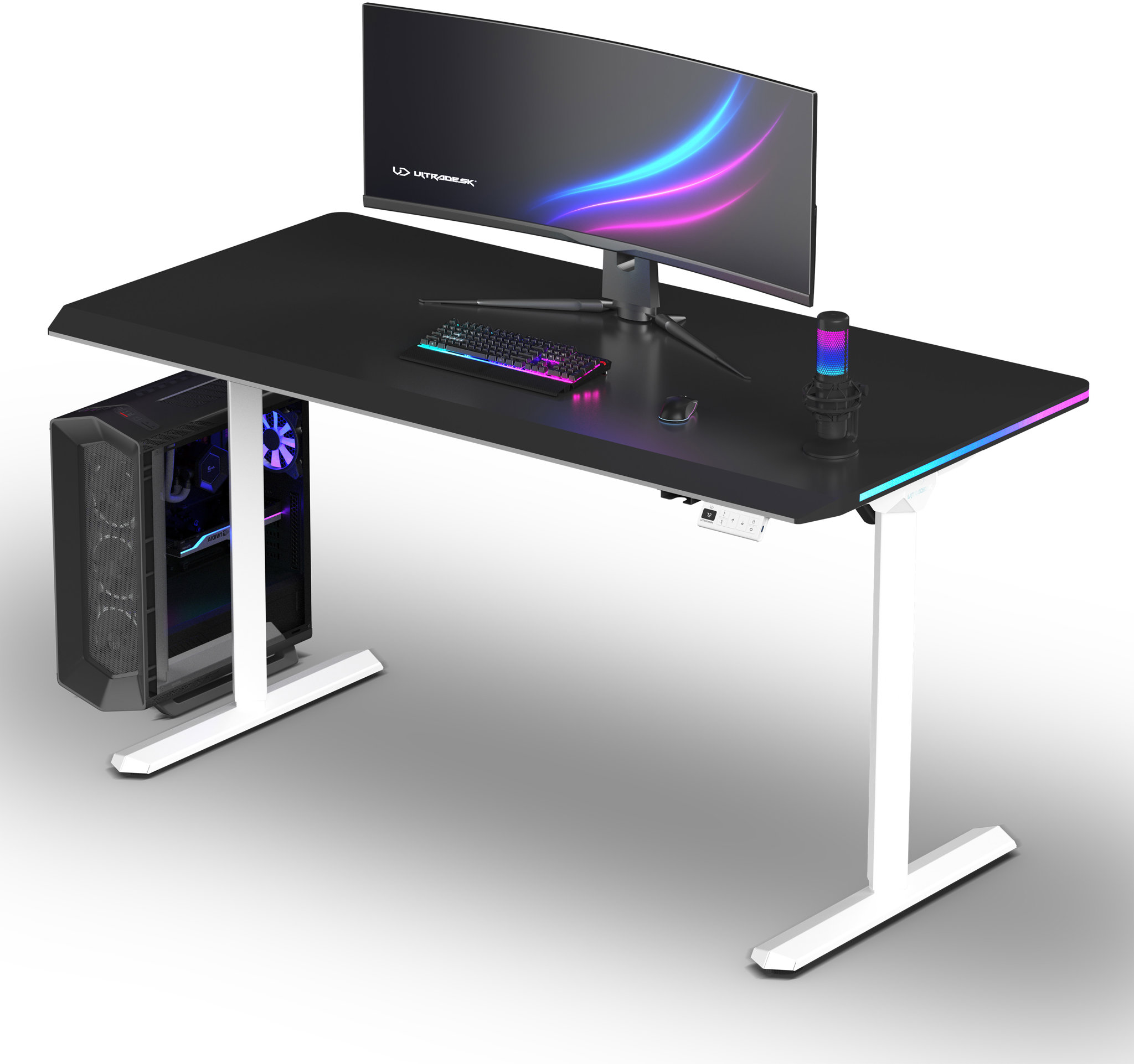 Herní stůl ULTRADESK Quest bílá-černá