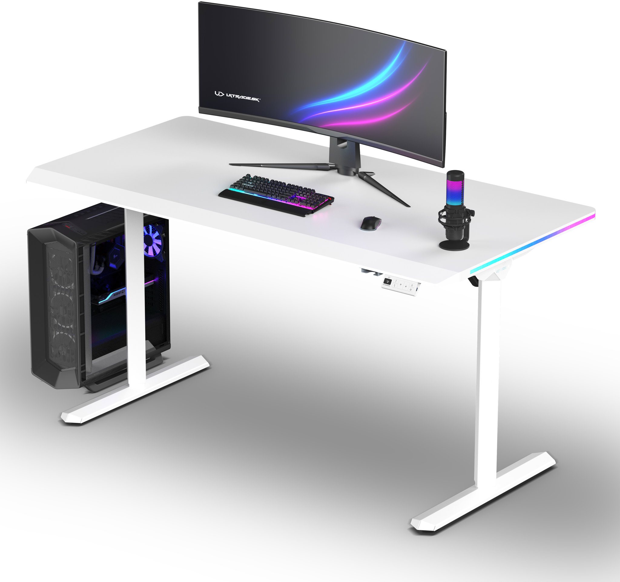 Herní stůl ULTRADESK Quest v bílém provedení