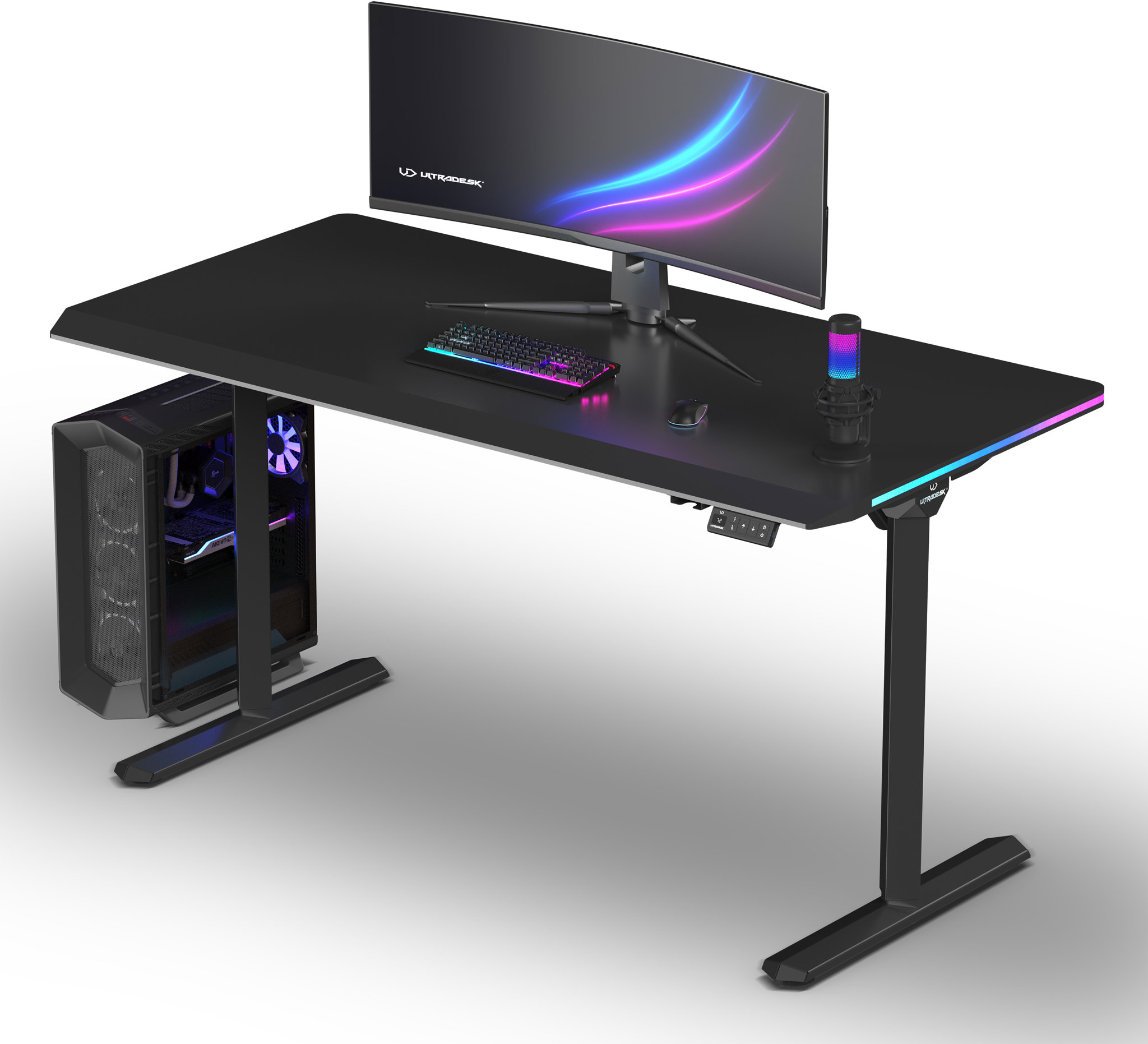 Herní stůl ULTRADESK Quest černá-černá s ergonomickým designem