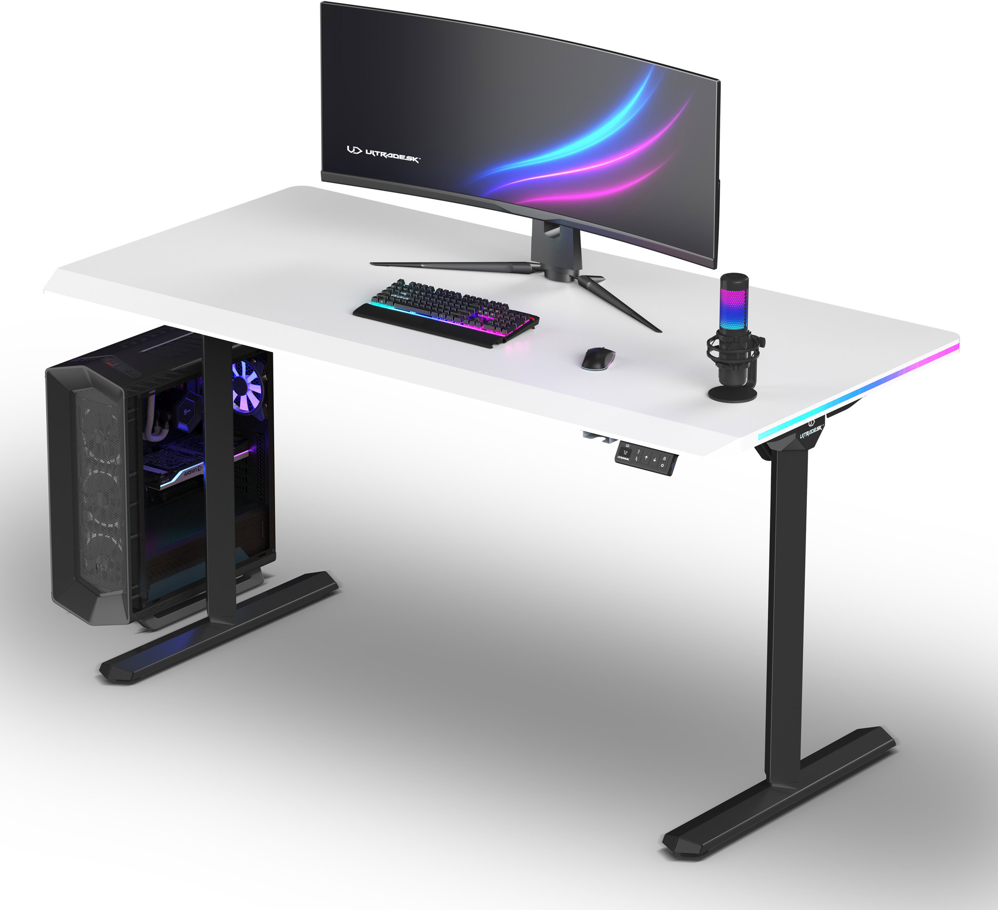 Herní stůl ULTRADESK Quest černá-bílá