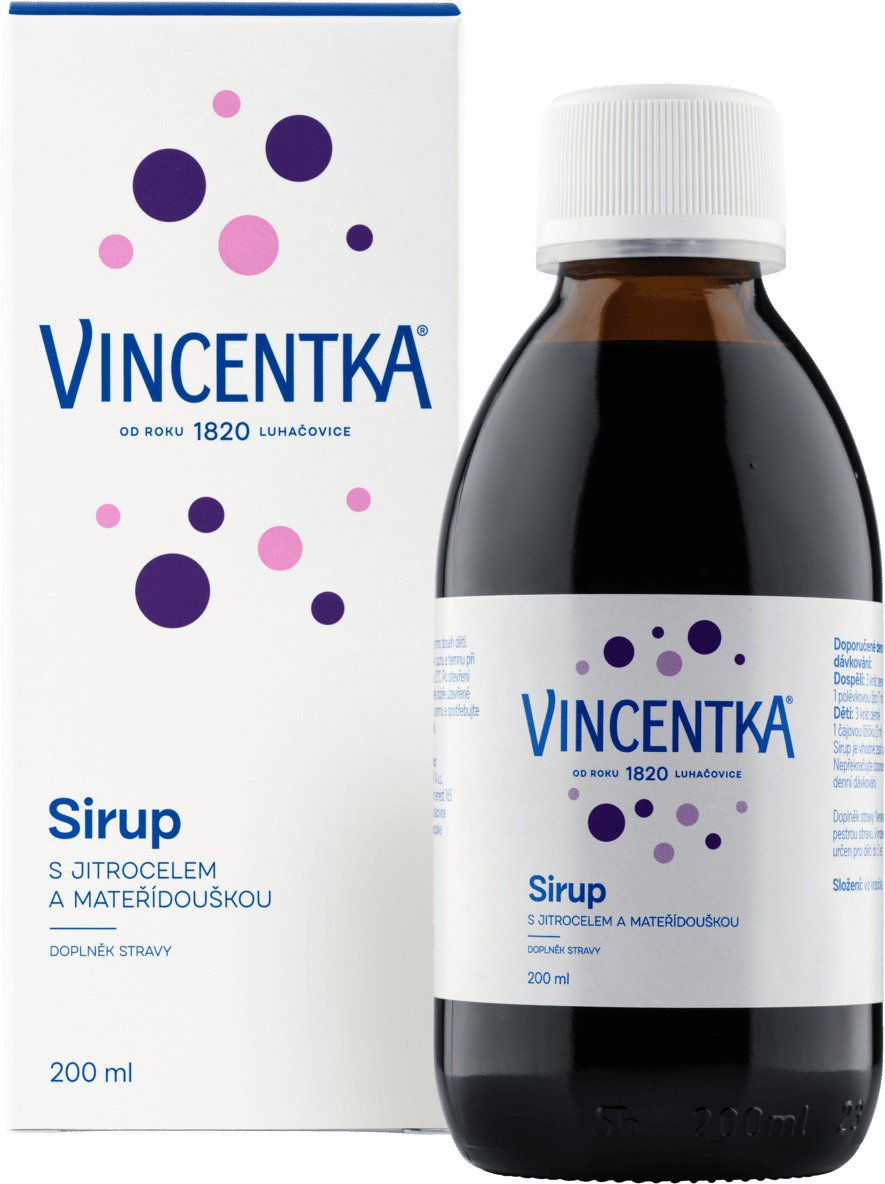 Vincentka Sirup s jitrocelem a mateřídouškou 200 ml