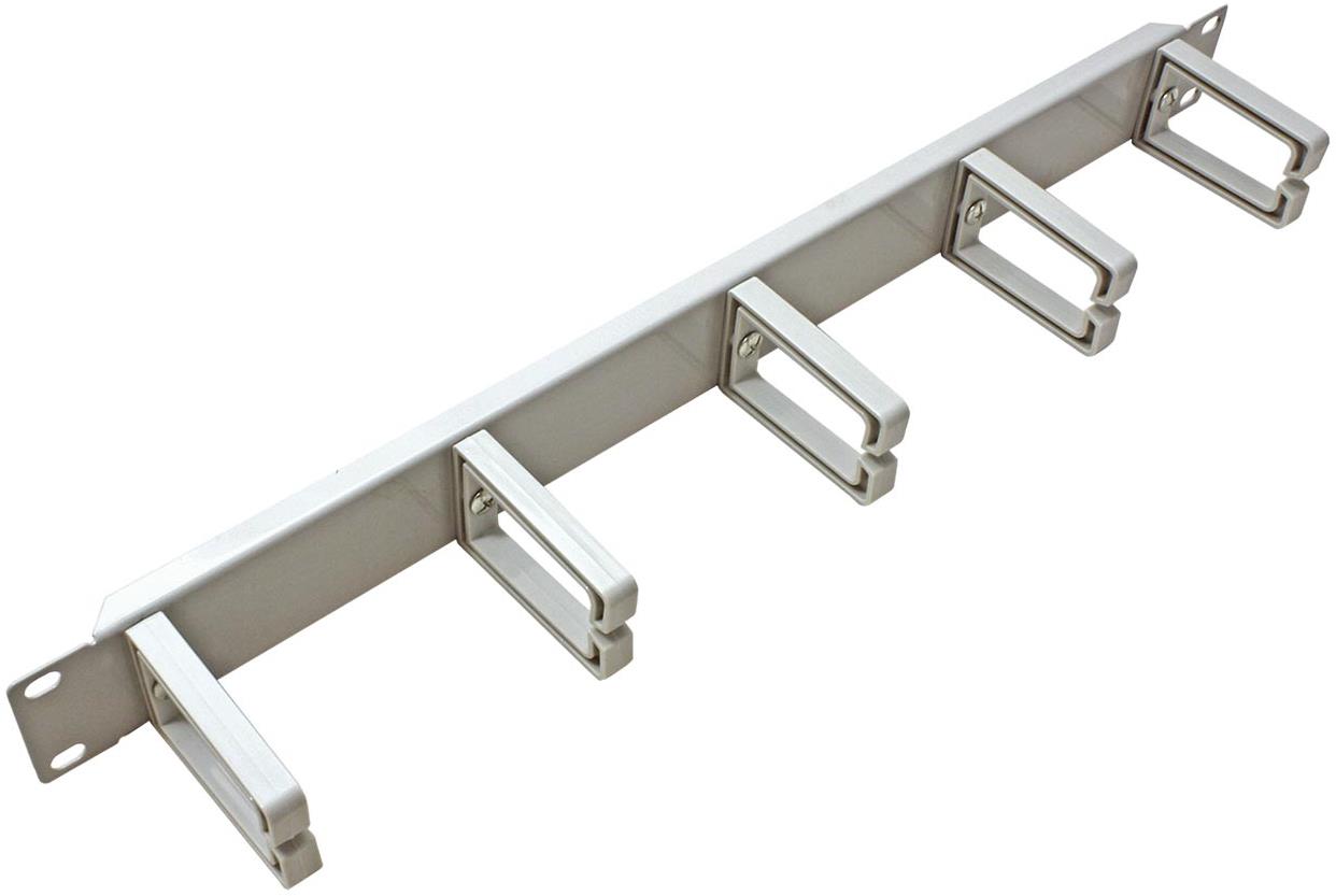 VALUE 19'' vyvazovací panel 1U, jednostranný, 5× plastový třmen "C", šedý